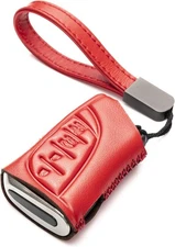 Vitodeco Leather Smart Key Fob Case Protector Compatible with 4-Button, Red 