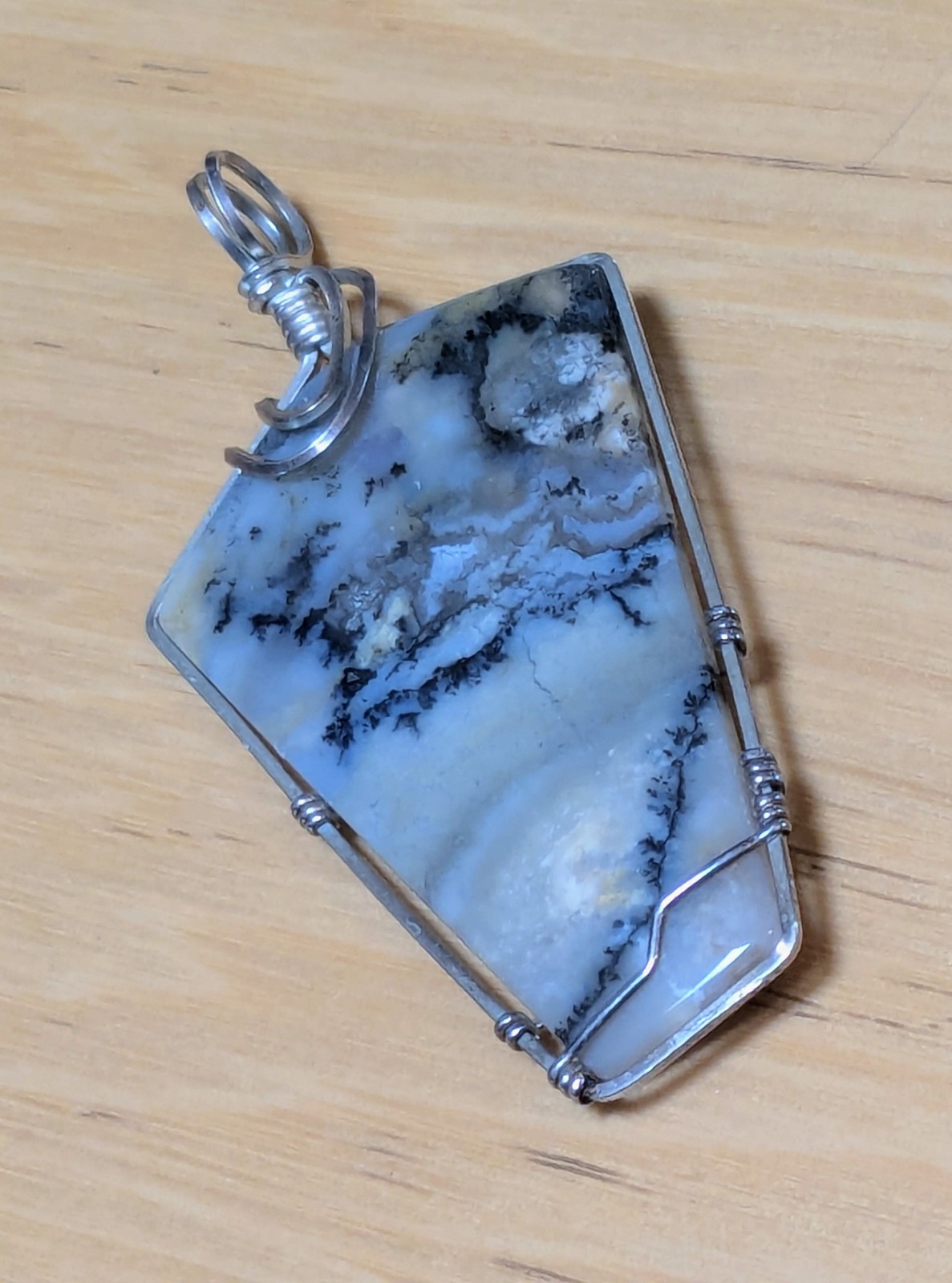 Dendritic Agate Hand-Wrapped Silver Statement Pen… - image 5