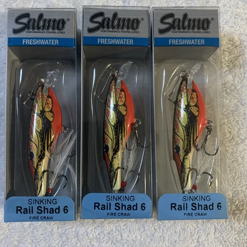 (LOT OF 3) SALMO RAIL SHAD 6 SINKING 1/2oz.   FIRE CRAW NIP