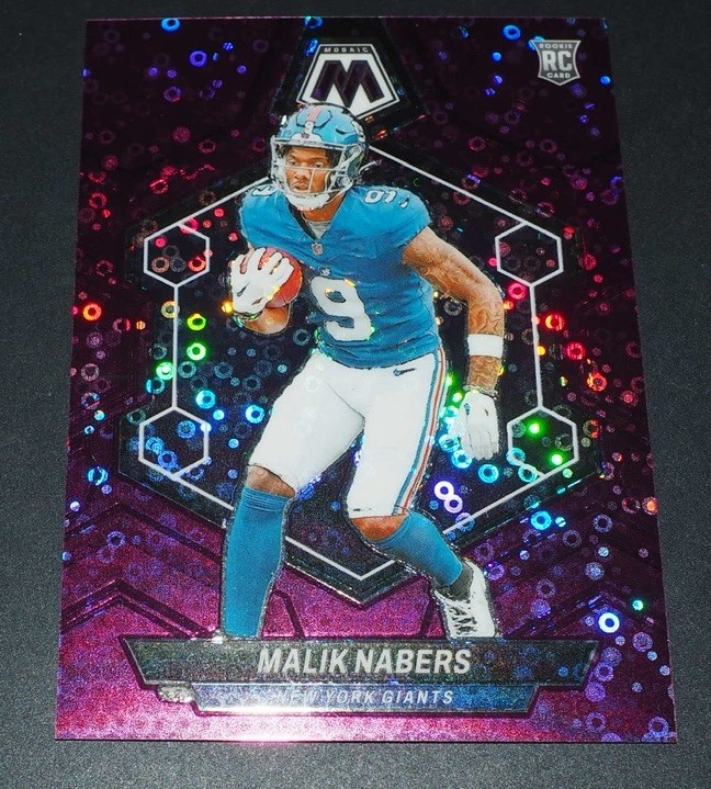 Malik Nabers 2024 Panini Mosaic Purple No Huddle Prizm RC #306 NYG #’d 22/50