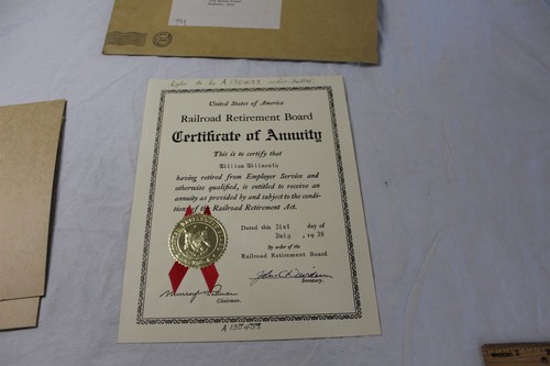 1939 Consiglio Pensionamento Ferroviario Certificato di Rendita Con Busta Vintage - Foto 7 di 13