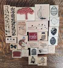 Stampin Up Wood/Rubber Stamps Lot of 24 New/Used
