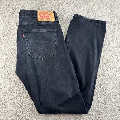 Levi's 501 Jeans Herren W36 L34 (passt wie L32'') schwarz Denim Straight Fit Knopf