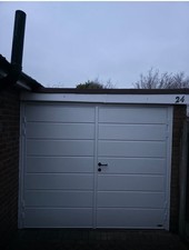 White Mid Horizontal Rib 50/50 split Side hung garage door FULLY FITTED