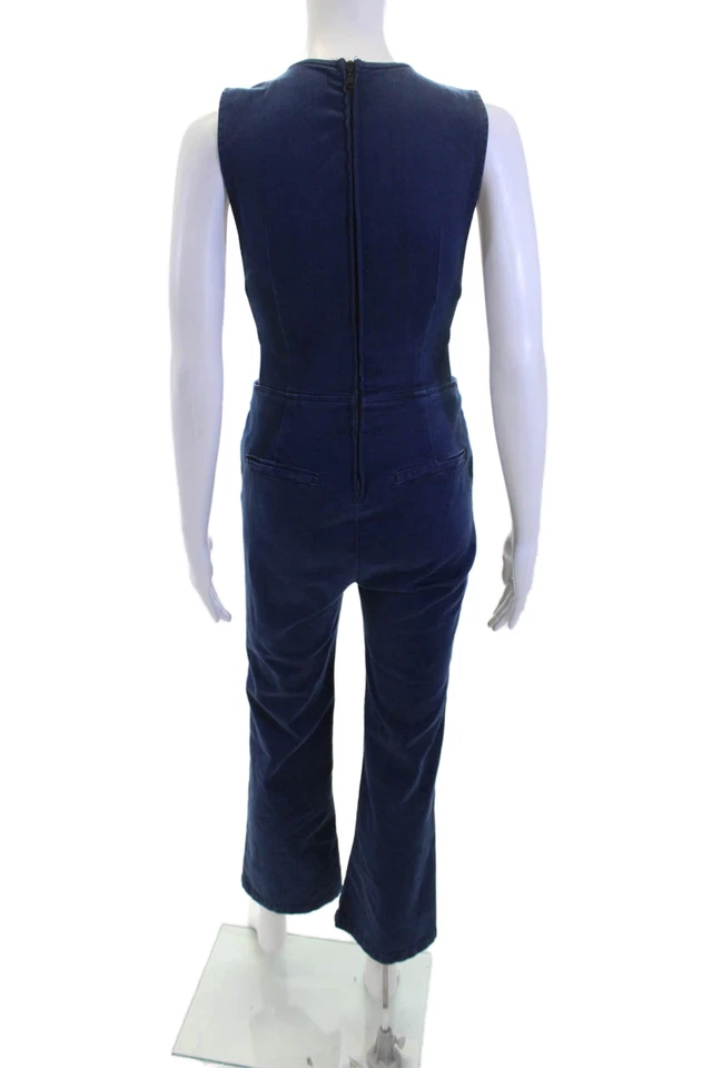 3x1 NYC Mujer Algodón Cuello Redondo Corte Sin Mangas Mono Azul Talla S Foto 3 de 4