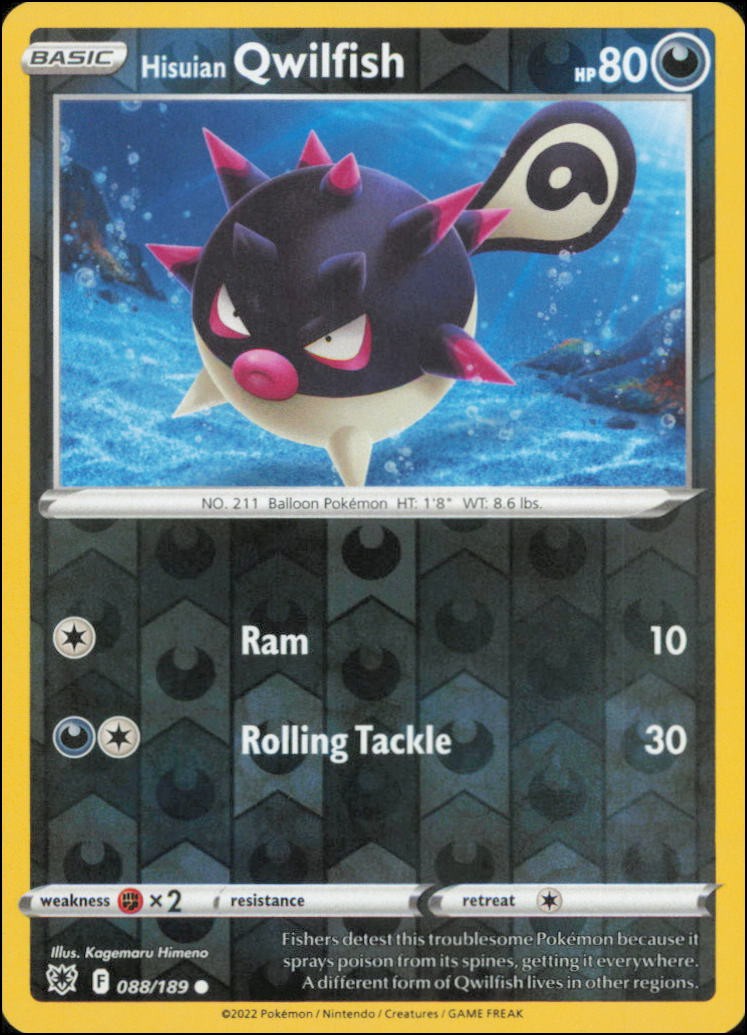 Pokemon - Hisuian Qwilfish (88) #088/189 - SWSH10: Astral Radiance Reverse Holo