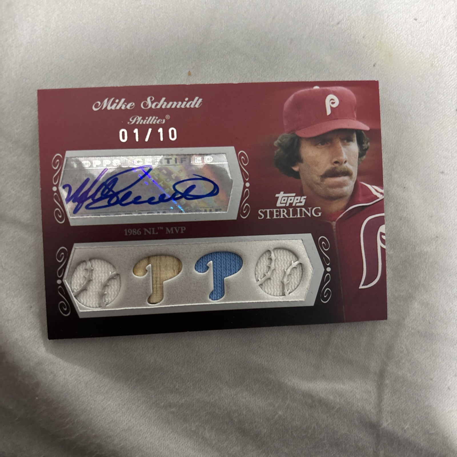 2008 Topps Sterling Mike Schmidt Auto Relic 1/10 Phillies #MS57