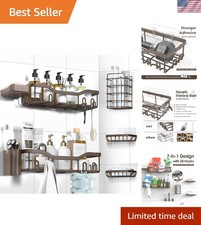 Elegant 7-Piece Rustproof Stainless Steel Shower Organizer - No-Drill Caddy