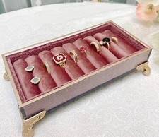 Vintage Velvet Jewelry Display Stand Organizer Ring Earring Storage Holder Gift