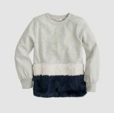 91 Crewcuts By J.Crew Kids Girls Ivory Crew-Neck Faux-Fur Buddy Sweater Size 14