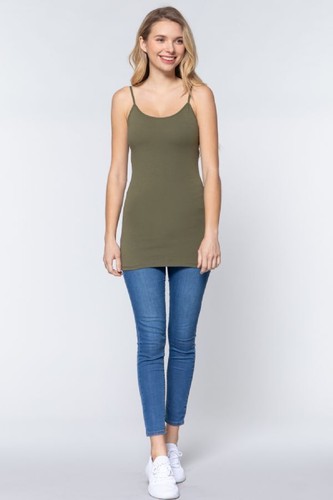 XL 1XL 2XL 3XL Women Tank Top Plus Size Long Cotton Cami Spaghetti Straps No Bra - Picture 103 of 197