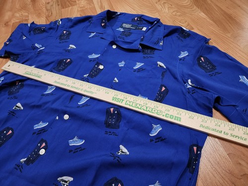 Polo Ralph Lauren Button Up T Shirt Size Large Allover Print Retro Vintage Style - Picture 5 of 5