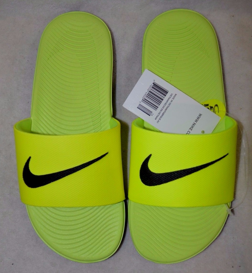neon nike slides
