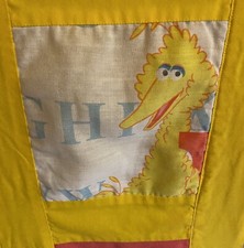 Vintage Sesame Street Baby Crib Quilted Blanket Big Bird 34 x34