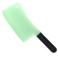Giant Plastic Butcher Knife Cleaver Prop With Green Blade