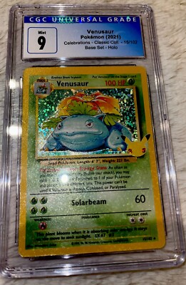 Venusaur #15/102 Holo Rare Celebrations Pokemon TCG /CGC 9 MINT