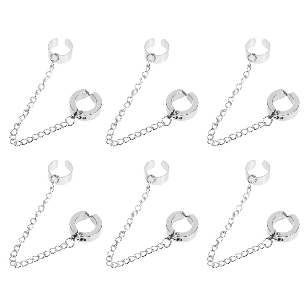 6Pcs Titanium Steel Non-Piercing Ear Cuffs Wrap Clip Earrings