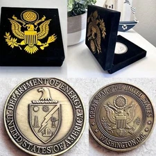 DOE US Department of ENERGY US Government Bronze Plated-Challenge Coin w/ case