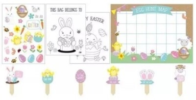 Ostereiersuche Set Hasenpfad Set Kinder festlich 16-teilig Activity Pack Neu