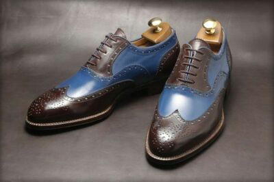 Handmade men two tone spectator shoes 