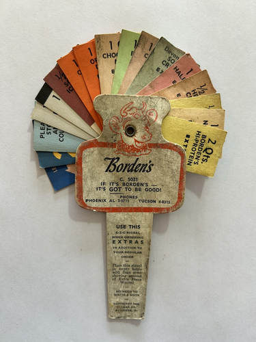 1949 Borden's Dairy Milkman E-Z-C Card Extra Order Signals