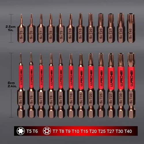 25 Pc Torx Bit Set S2 Steel Tamper Resistant Magnetic Bits for Repairs - Picture 4 of 10