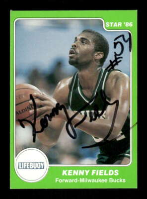 1985-86 Star Lifebuoy Milwaukee Bucks 5 Kenny Fields signed auto autograph BNDR