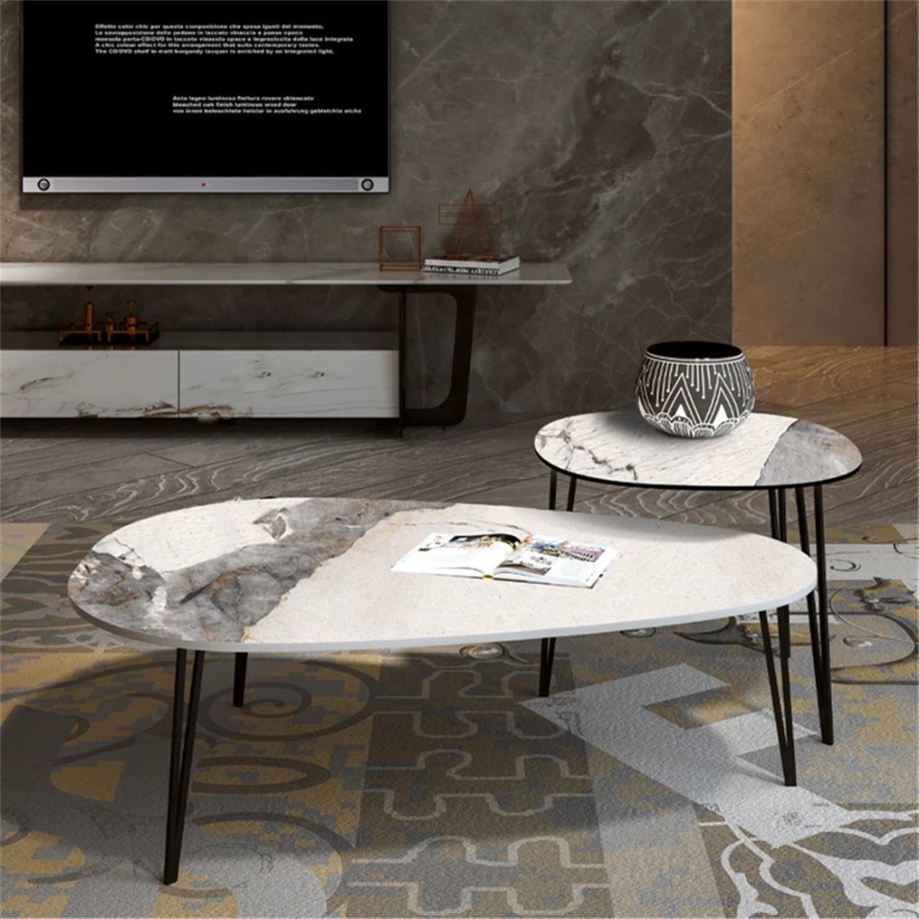 Marble and black metal coffee table deals