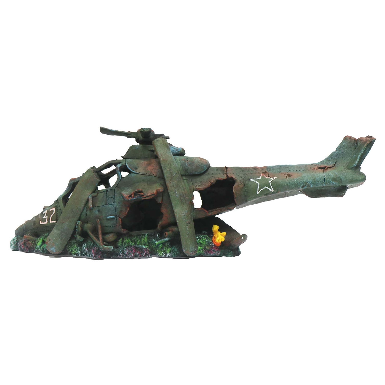Extra Large Helicopter Aquarium Fish Tank Hideaway Aircraft Ornament
