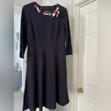 Size 10 Talbots Navy Blue Nautical Dress with Built In Scarf Retail $149.00