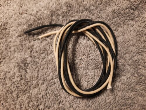 6' of Gavitt 22 awg Cloth Covered Wire Black White for Fender Tele Strat Bass - Picture 3 of 3