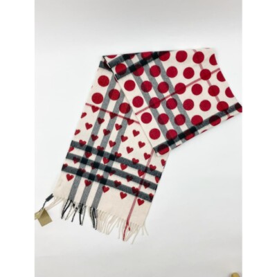 Burberry 100% Genuine Heart Spots 100% Cashmere Scarf RRP £395 Brand New!  UK