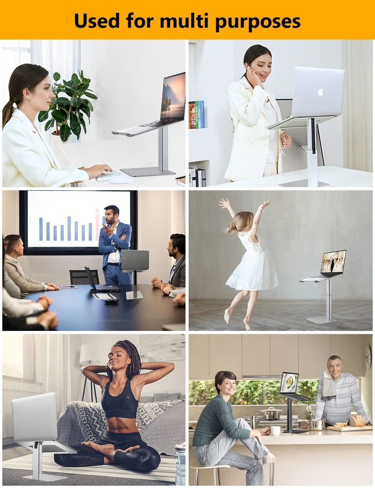 Ergonomic Adjustable Laptop Stand for Desk – Sit or Stand Workstation for Notebooks  