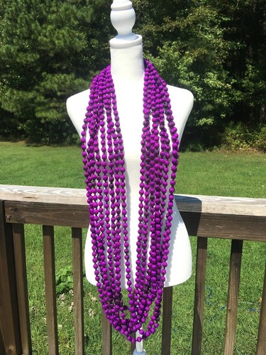 Gemischte lila lange Seide Perlen Halskette, Handarbeit und verstellbare Kette für Frauen - Bild 1 von 5