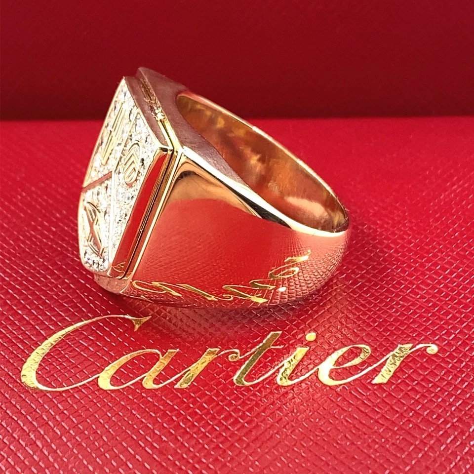 Anillo Cartier Vintage 1985 Lincoln Mercury Merkur Diamante y 18kt YG Sello Foto 4 de 4
