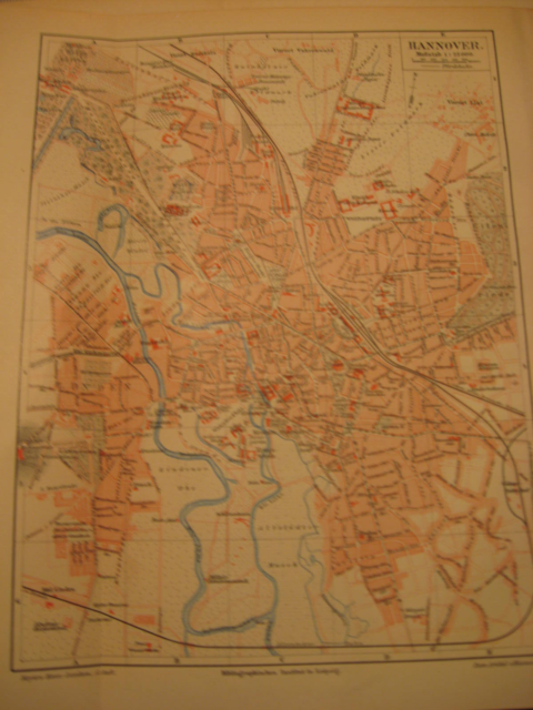 Antike Karte von 1894 Stadtkarte Hannover mit Straßen 2x Lithographien