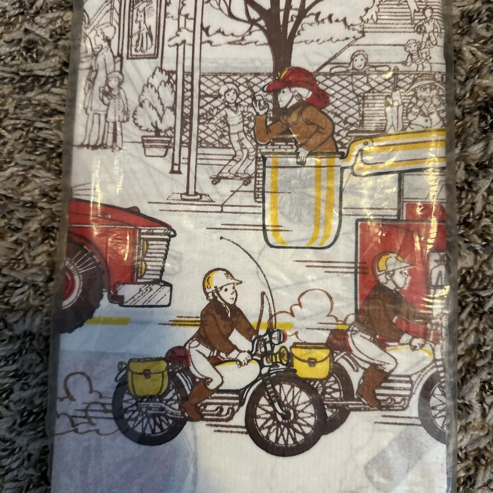 Vintage PAPER TABLE COVER Fire Fighter Truck Birthday Party Supplies Decorations - Image 2 of 4
