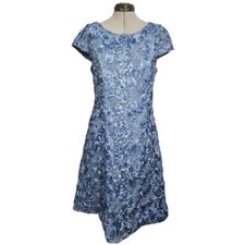 Alex Evenings Women's SIZE 12 Rosette A-Line Gown in Blue / Brushed Periwinkle