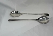 Silver Plated Serving Set, Salad Servers, Spoon and Fork Made in England