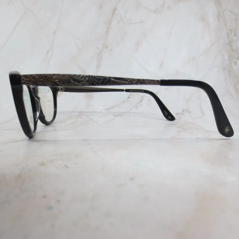Armação de óculos Anna Sui feminina AS559-001 aro completo de metal preto 54-17-140 - Imagem 3 de 4