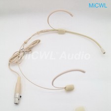 Beige Dual ear Headset Microphone for Shure Wireless TA4F MiCWL BETA63 HeadMic