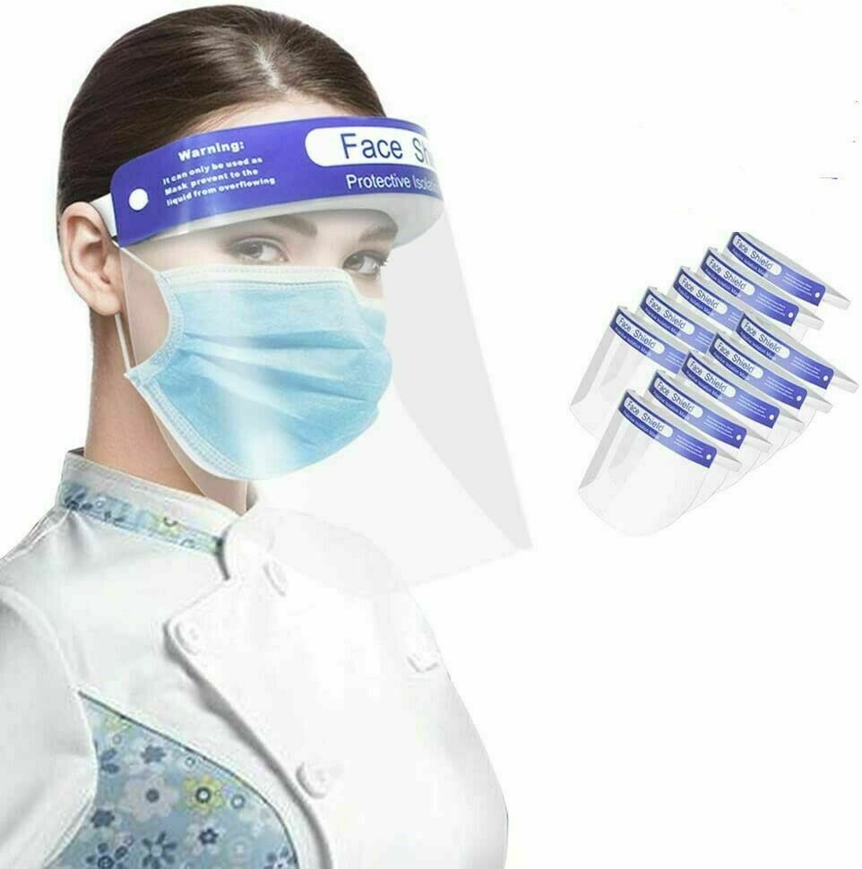 2 x Face Shield Full Face Visor Protection Mask PPE Shield Clear Transparent