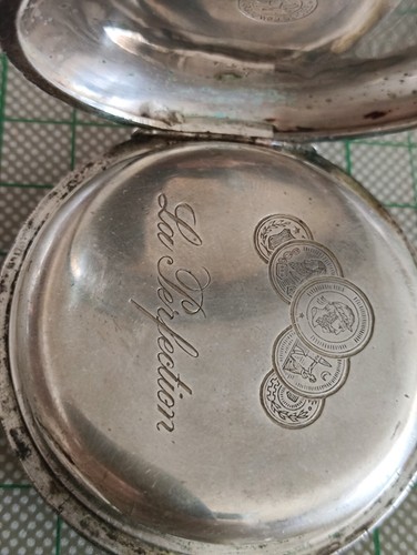 Rare Silver 56mm Weber & Dubois ‘La Perfection’ hunter pocet watch _553 - Imagen 7 de 9