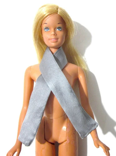 Vintage Barbie Doll Clothes: Long Silver Gray Silk Scarf Accessory
