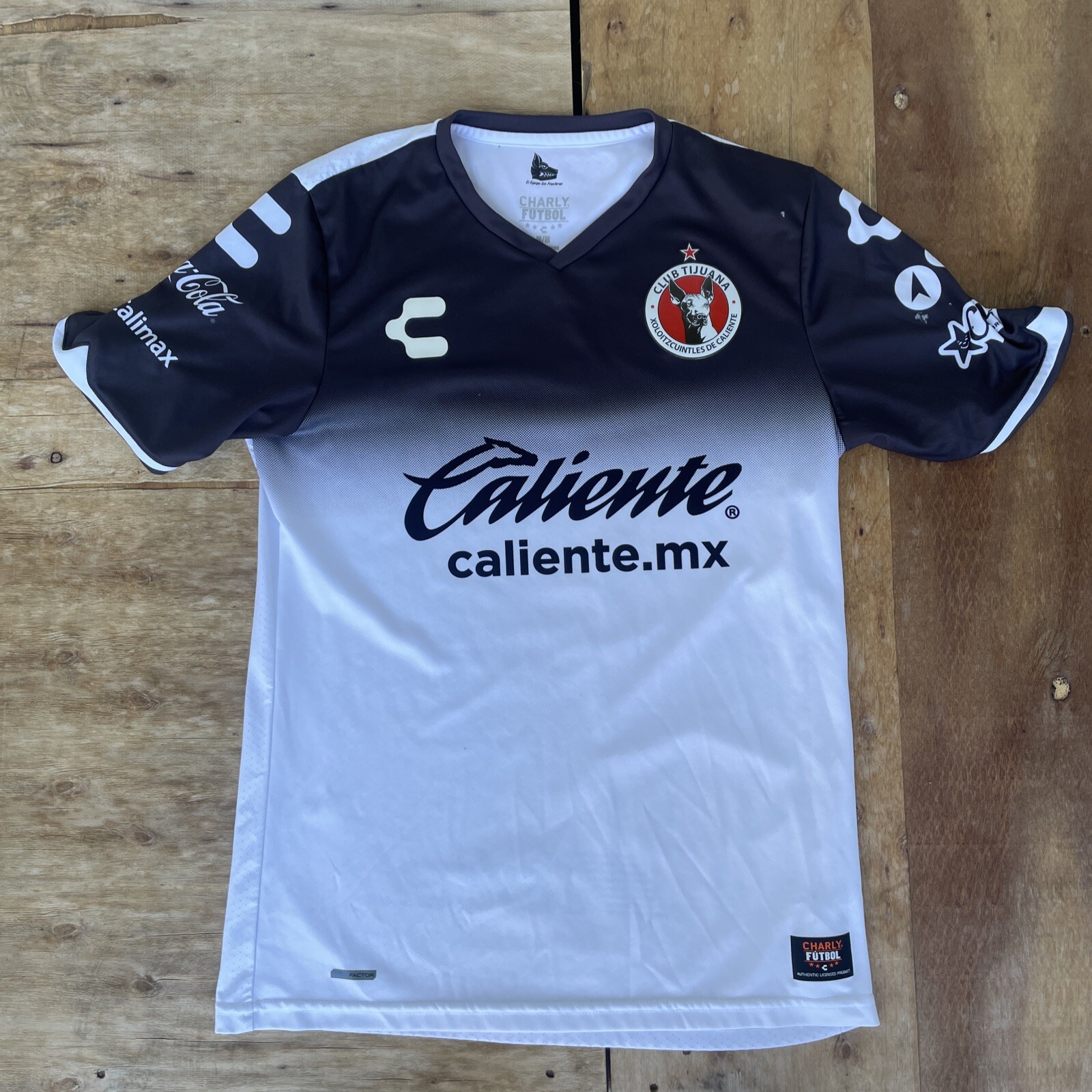 Charly Futbol Soccer Jersey Medium White Black Club Tijiuana Mexico Caliente