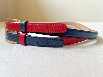 Escada Sport Vintage Twin Red Blue Thin Leather Straps Gold  display picture 2