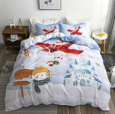 3D Christmas Snowman ZHUA05 Bed Pillowcases Quilt Duvet Cover Set Queen King Zoe