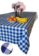 Tektrum 60"X120" Rectangle Tablecloth-Waterproof/Wrinkle Free-Blue/White Checker