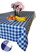 Tektrum 60"X120" Rectangle Tablecloth-Waterproof/Spill Proof -Blue/White Checker