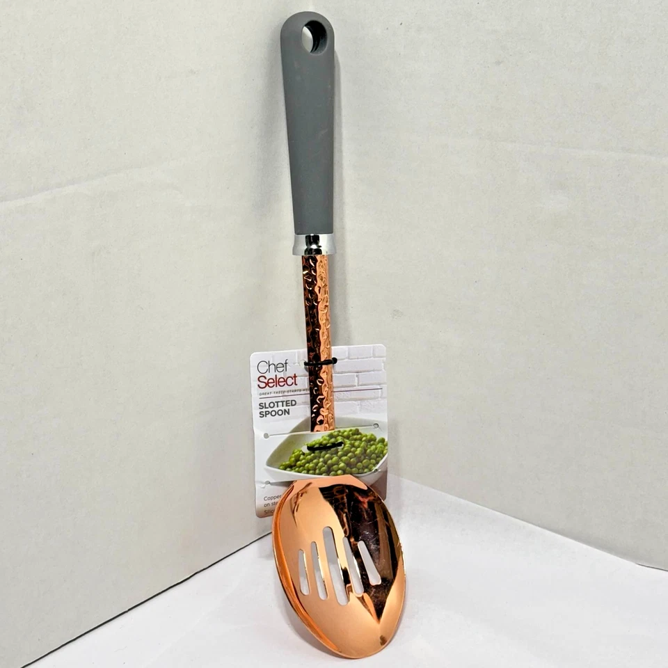 Juego de utensilios de cocina ChefSelect de cobre 4 piezas cuchara maciza ranurada cuchara pinzas corchos Foto 3 de 4